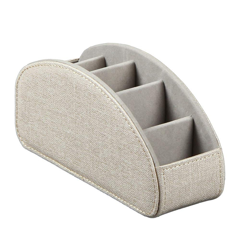 [Australia - AusPower] - Leather Remote Control Holder，TV Remote Caddy with 5 Compartments，Desktop Organizer for Storage TV, DVD, Blu-Ray, Media Player, Heater Controllers (Beige) beige 