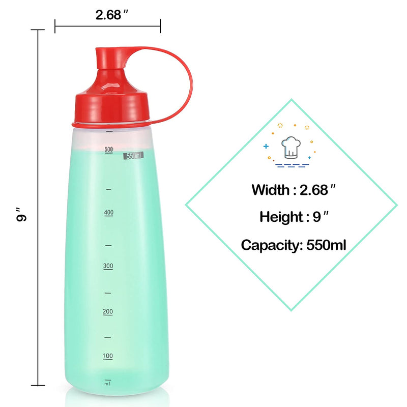 [Australia - AusPower] - oiununo Squeeze Bottles Wide Mouth - Pack of 2 Condiment Bottle Squeeze BPA free for Chunky Sauces, Resin, Crafts, Condiment Squeeze Bottles 550 mL/19 oz. (Red) Red*2 