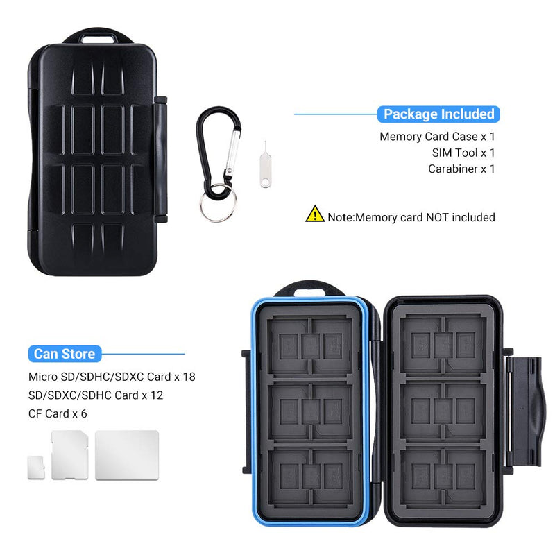 [Australia - AusPower] - 36 Slots SD Card Case Micro SD Card Case CF Card Holder Memory Card Holder Storage for 18 Micro SD Card, 12 SD SDXC SDHC Card, 6 CF Card 