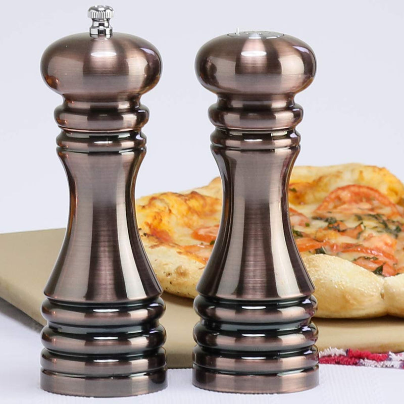 [Australia - AusPower] - Chef Specialties 7 Inch Burnished Copper Pepper Mill and Salt Shaker Set 
