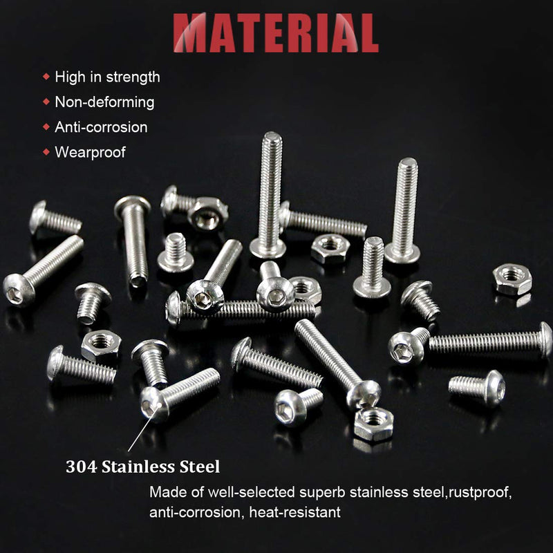 [Australia - AusPower] - Hilitchi 250-Piece [M2] Stainless Steel Hex Socket Button Head Cap Bolts Screws Nuts Assortment Kit (M2) M2 