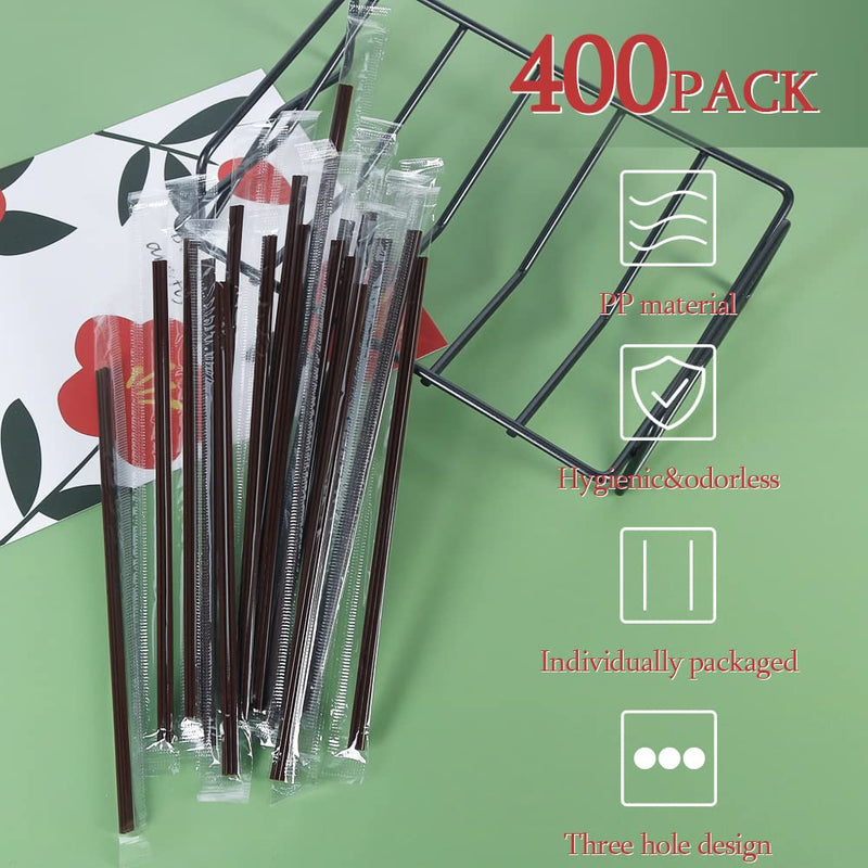 [Australia - AusPower] - Coffee Stirrers Sticks,400pcs 6.7inch Individually Wrapped Coffee Stirrers Plastic Coffee Stirs Disposable Three-Hole Design Coffee Straw for Cocktail and Coffee 
