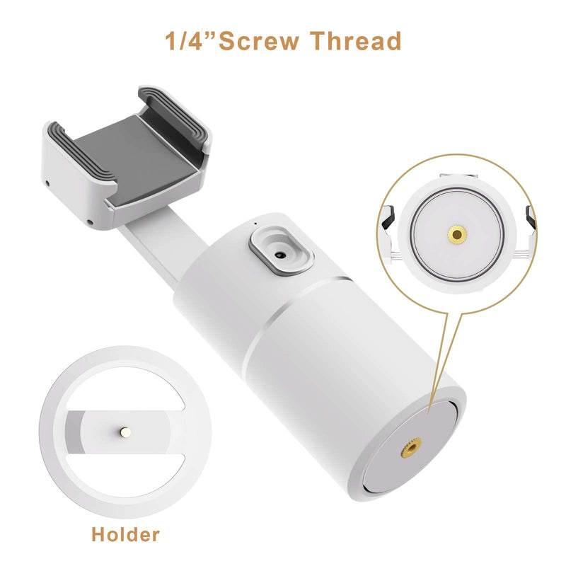 [Australia - AusPower] - Auto Tracking Phone Holder,360° Rotation Face Body Track Mount,Tracking Tripod for Vlog Shooting Live Streaming,Build-in Battery,No APP Required(White)… white 