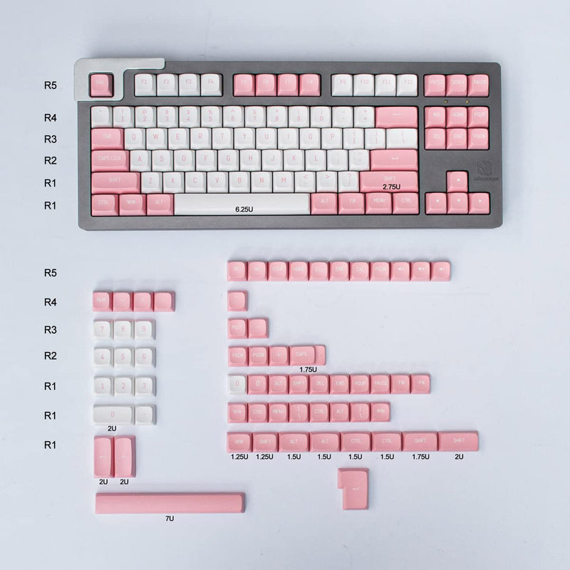 [Australia - AusPower] - Pink White Keycaps Set 150 Keys MSA Profile Double Shot ISO/ANSI Layout for Cherry MX Switches Mechanical Gaming Keyboard Pink White 