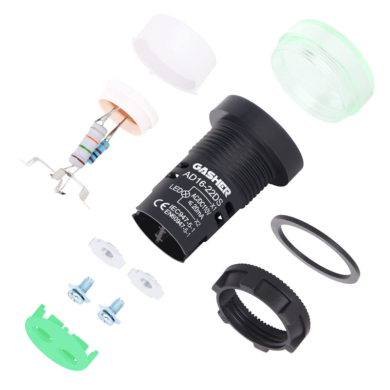 [Australia - AusPower] - Gasher 12V/24V/110V 20mA Energy Saving Indicator Light Mounting Hole Size 22mm (7/8 Inch) Red Green 6 Pcs 24V 6PCS 