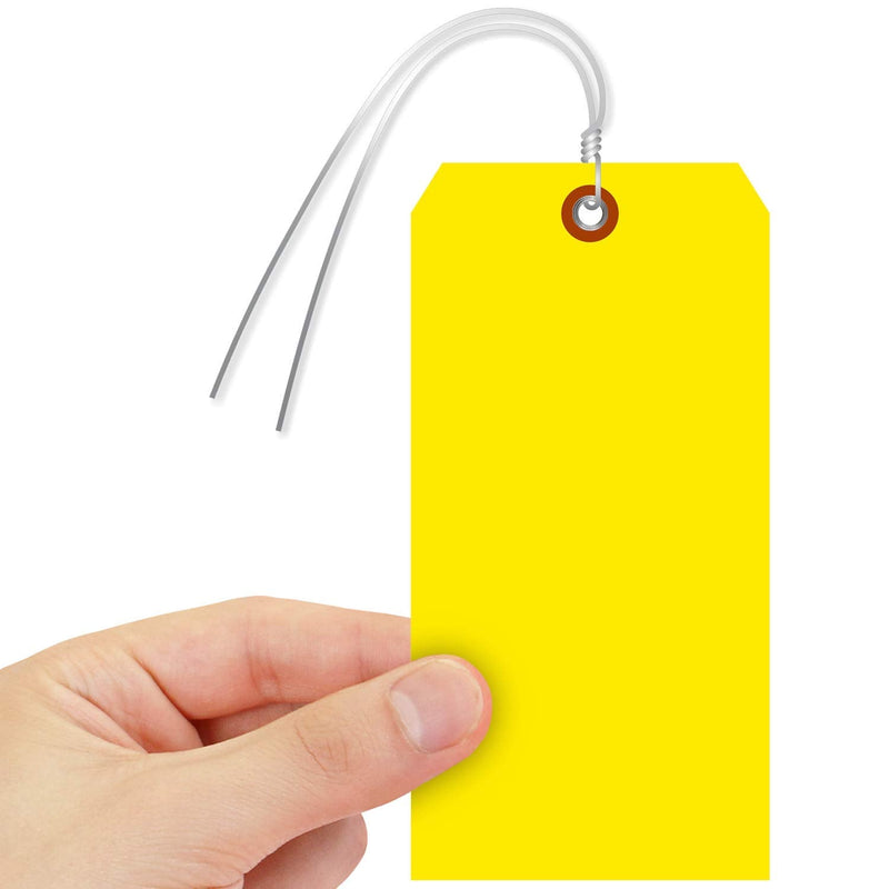 [Australia - AusPower] - SmartSign Blank Yellow Tag with Wire | 6 1/4" x 3 1/8" Tear Proof Polypropylene, Pack of 25 