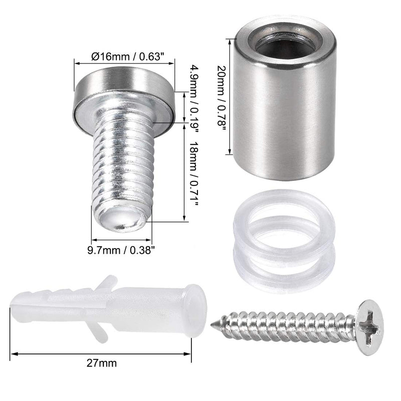 [Australia - AusPower] - uxcell 5/8 Dia x 1-1/16"(16x27mm) Standoff Screws Wall Mount Sign Holders Acrylic Glass Nails with Screws 20pcs 