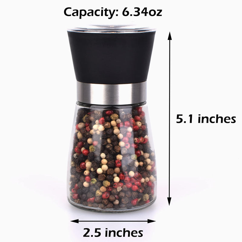 [Australia - AusPower] - ErrandsHelper Salt and Pepper Grinder Set Adjustable Coarseness and Refillable (2.5 inches x 5.1 inches) 2.5" x 5.1" 