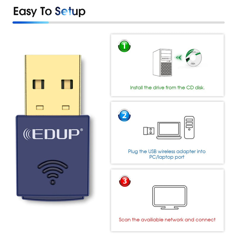 [Australia - AusPower] - USB Bluetooth WiFi Adapter, Wireless Nano USB Network Adapter for Laptop Desktop PC Wi-Fi Dongle Compatible with Windows 10/7/8/8.1/XP Mac OS X 10.6-10.15.3 