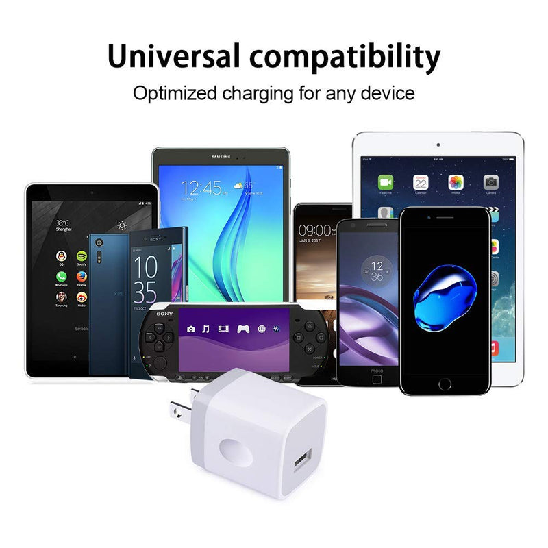 [Australia - AusPower] - USB Wall Charger, CableLovers 1A/5V 3-Pack Travel USB Plug Charging Block Brick, Charger Power Adapter Cube Compatible Phone Xs/XS Max/X/8/7/6 Plus, Galaxy S9/S8/S8 Plus, Moto, Kindle, LG White #1 
