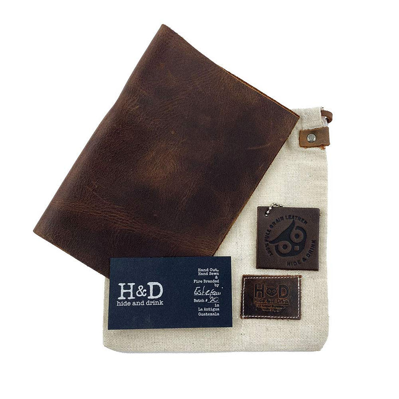 [Australia - AusPower] - Hide & Drink, Leather Bifold Check Presenter With Pen Slot / Restaurant & Cafe Accessories / Bill Holder / Waiter / Waitress, Handmade :: Bourbon Brown 