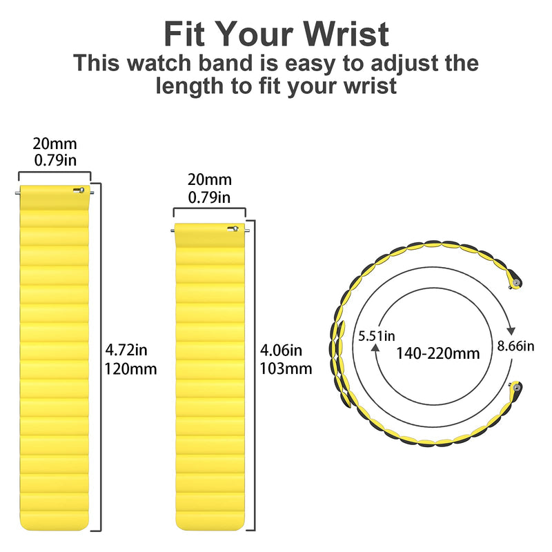 [Australia - AusPower] - Watch Band, Magnetic Smartwatch Bands, Silicone Strap Quick Release 20mm 22mm Smart Watch Straps for Galaxy Watch 42mm Active 2 40mm 44mm Gear S2 S3 Classic Frontier Galaxy Watch 46mm Forerunner 935 Black+Yellow 