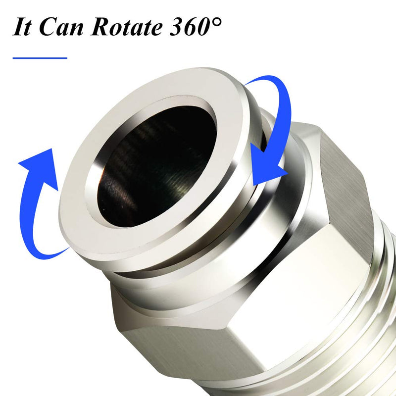 [Australia - AusPower] - TAILONZ PNEUMATIC Stainless Steel Male Straight 1/2 Inch Tube OD x 1/2 Inch NPT Thread Push to Connect Fittings PC-1/2-N4 (Pack of 2) 1/2''OD 1/2''NPT 