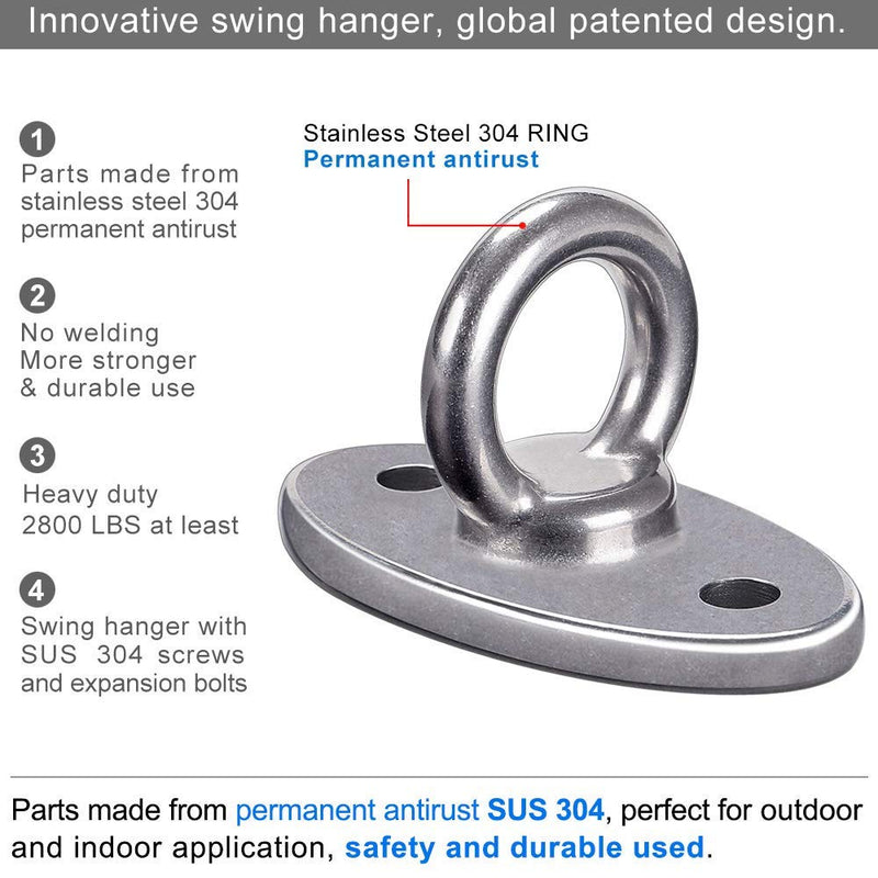 [Australia - AusPower] - SELEWARE 2800 lb Capacity Wall Ceiling Mount Bracket for Suspension Strap Trainer, Suspension Kit for Yoga Swing, Hanging Hardware for Battle Ropes, Woss Suspension, Olympic Rings, Gym Accessories 