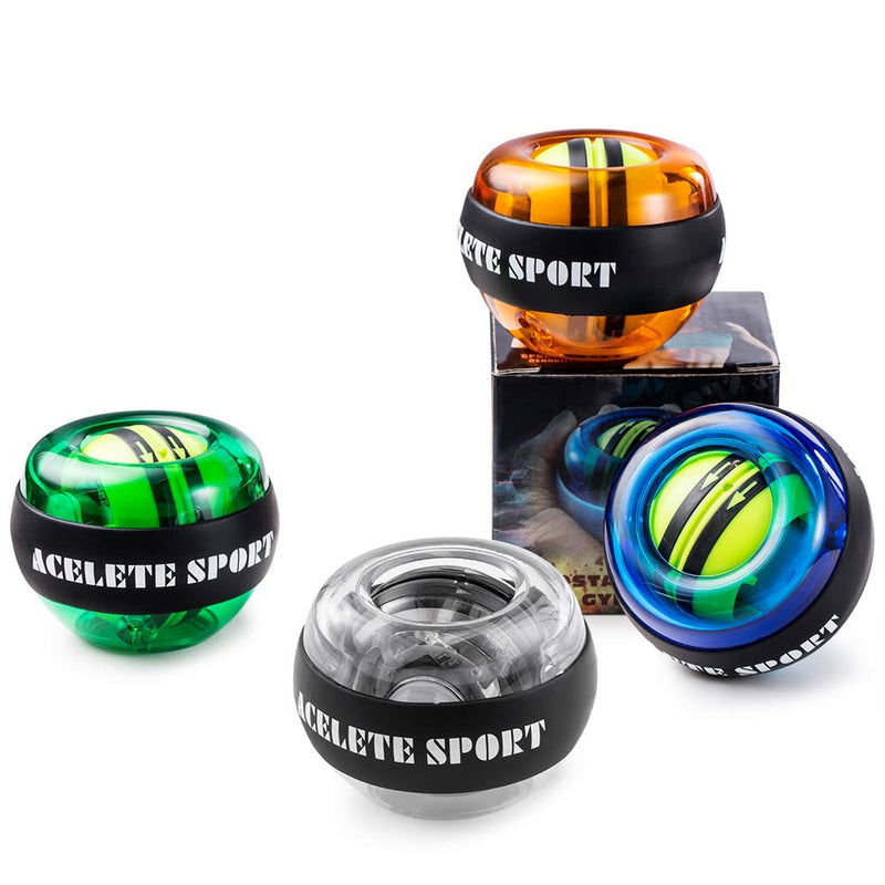 [Australia - AusPower] - ACELETE Auto-Start 2.0 Power Ball Wrist Trainer Gyro Ball Forearm Exerciser Wrist Strengthener Gyroscope Spinner with LED Lights Transparent 