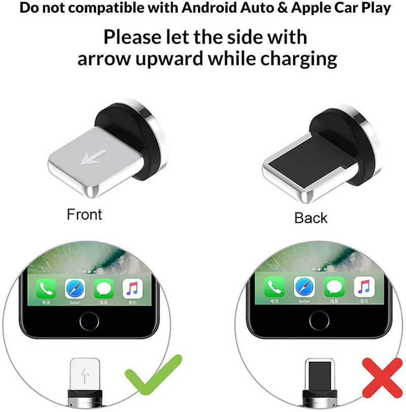 [Australia - AusPower] - Magnetic Charging Cable 4 Pack(3.3+3.3+6.6+6.6) ft, ESSAGER 360°& 180°Rotation Magnetic Charger Cable Compatible with USB C Type-c Micro iProducts 3 in 1 Charger Cable(Black) Grey 