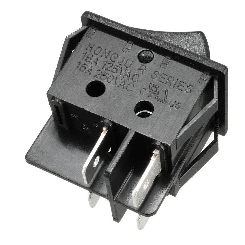 [Australia - AusPower] - uxcell 5Pcs AC 16A/125V 16A/250V 4 Terminal 2 Position Boat DPST Rocker Switches Black 