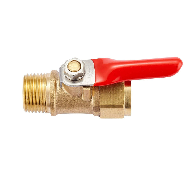 [Australia - AusPower] - Minimprover Heavy Duty Brass 2 PCS Inline Mini Ball Valve Shut Off Switch, 3/8" NPT Male x 3/8 INCH NPT Female Pipe Fittings, 180 Degree Operation Handle, Rated to 600 WOG for Tank Drain 3/8"NPT 