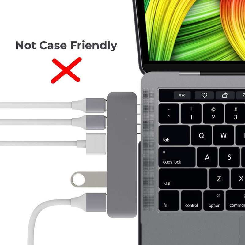 [Australia - AusPower] - USB C Extender for MacBook with Case, Afterplug 2-Port Type C Male to Female Extension Adapter Compatible with Thunderbolt 3/4 or USB 4 Type C Port; 100W PD, 5K Video & 40Gbps Data Space Grey 