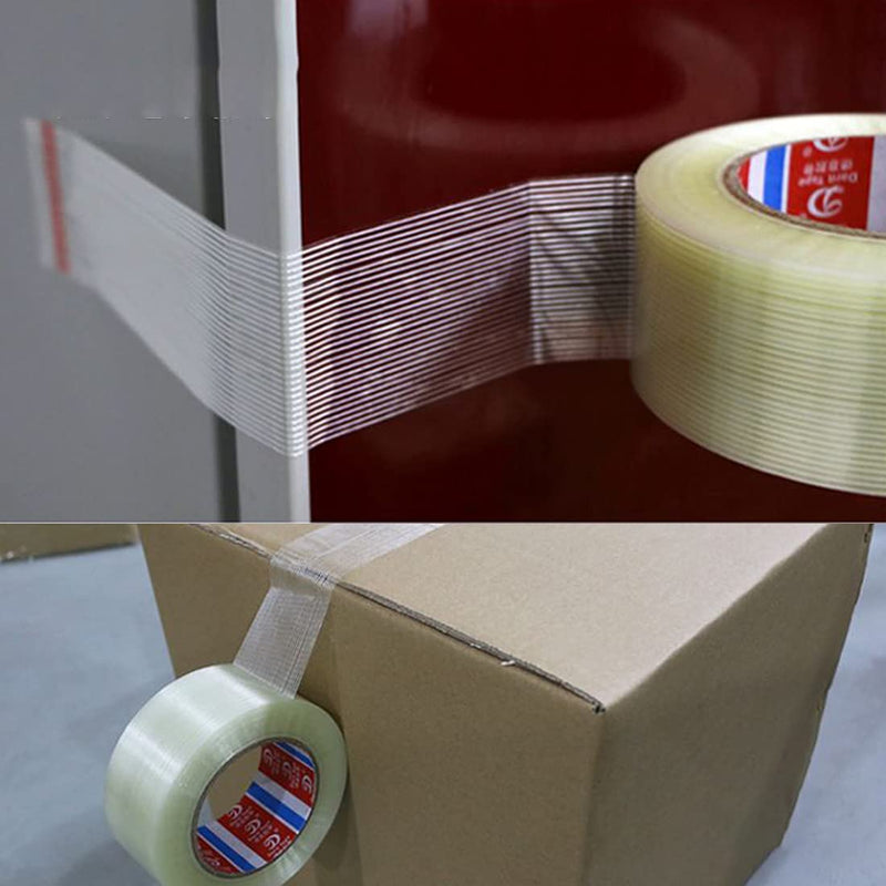 [Australia - AusPower] - Mono Filament Strapping Tape, 2 Roll 1/2 inch x 60 yds, Heavy Duty Transparent Reinforced Fiberglass Tape, Fiberglass Reinforced Filament Strapping Tape 