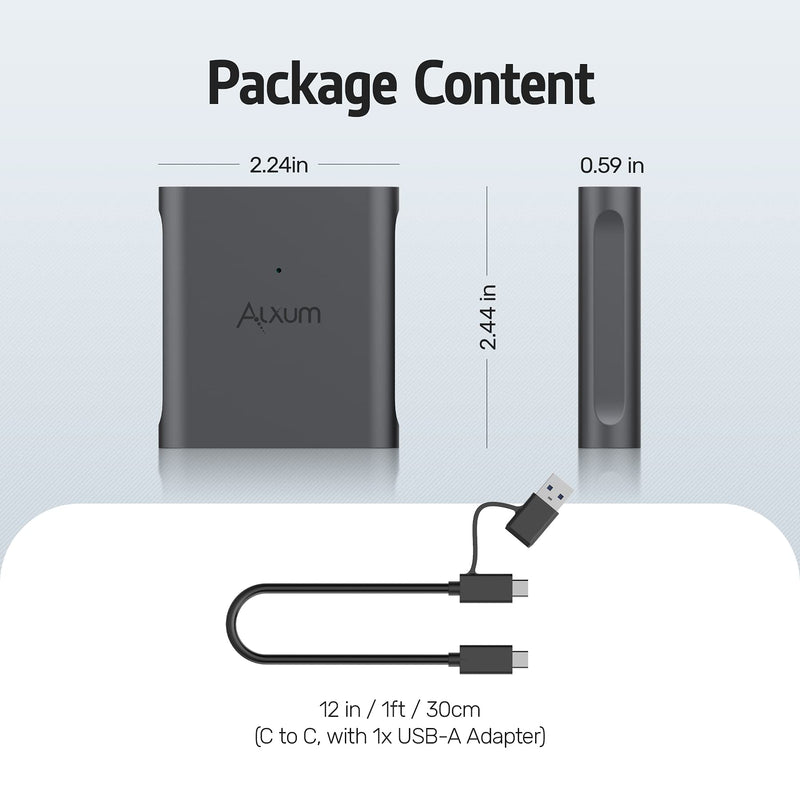 [Australia - AusPower] - Alxum CFast 2.0 Card Reader, USB C to C Memory Card Reader with USB A Adapter, 2in1 USB Data Cable, Read for Sandisk, Lexar CFast 2.0 Card, Compatible for Mac OS, Windows, Android, Aluminum, Portable Cast 2.0 