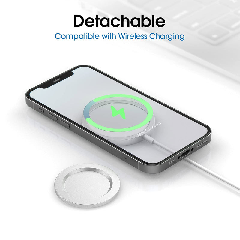 [Australia - AusPower] - TechMatte MagGrip Compatible with iPhone 13 and iPhone 12 Mag-Safe Series Base (Detachable), Intended for P-Socket/Phone Ring Holder, Wireless Charging Compatible-Silver(Base Only) 