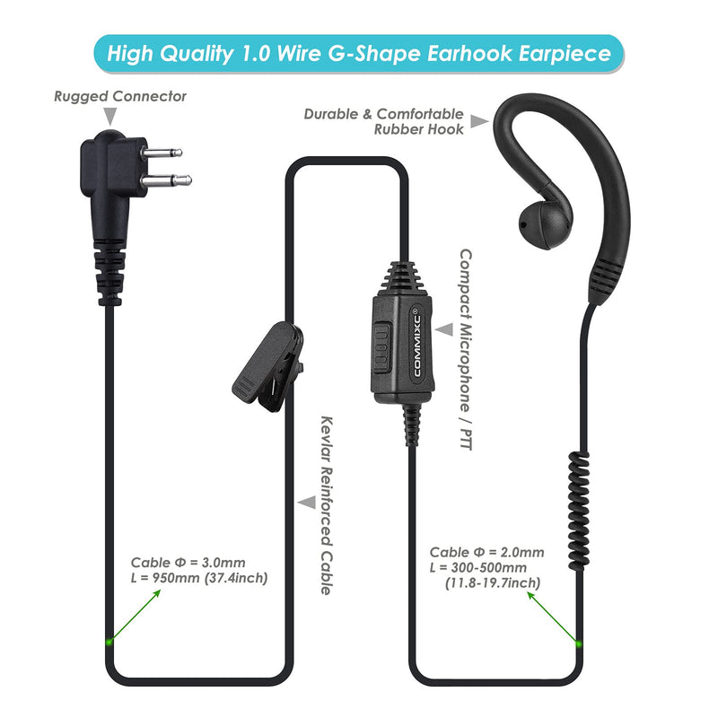 [Australia - AusPower] - COMMIXC (2 Pack) Walkie Talkie Earpiece, 3.5mm/2.5mm 2-Pin Walkie Talkie Headset with PTT Mic, Compatible with Motorola Two-Way Radios 