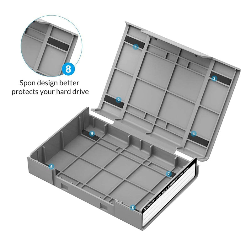 [Australia - AusPower] - ORICO 3.5 Inch Hard Drive Case Protective Box with Anti-Static ,Shockproof and Dustproof Function, Storage Case for HDD External Hard Drive Case,Gray,5 Pack-PHP35 PHP-GY 