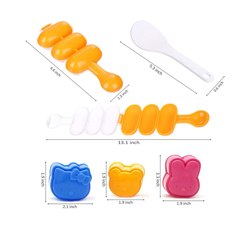 [Australia - AusPower] - Sushi Shake Rice Ball Mold, Animal Shapes Sushi Mold (3 Pcs + 1 Pcs) Diy Tool Kitchen Sushi Tool 