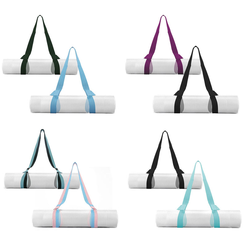 [Australia - AusPower] - 2 Packs Yoga Mat Strap for Carrying, Yoga Mat Carrier, Adjustable Yoga Mat Sling for Yoga Mat Exercise Mat, Strap Only Black + Dark Purple 