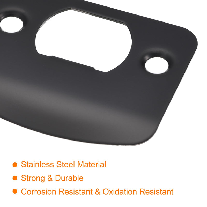 [Australia - AusPower] - uxcell Door Strike Plate, 2Pcs 57mm x 45mm 201 Stainless Steel Latch Deadbolt Strike Plate for Door Frame Door Jamb, Black 
