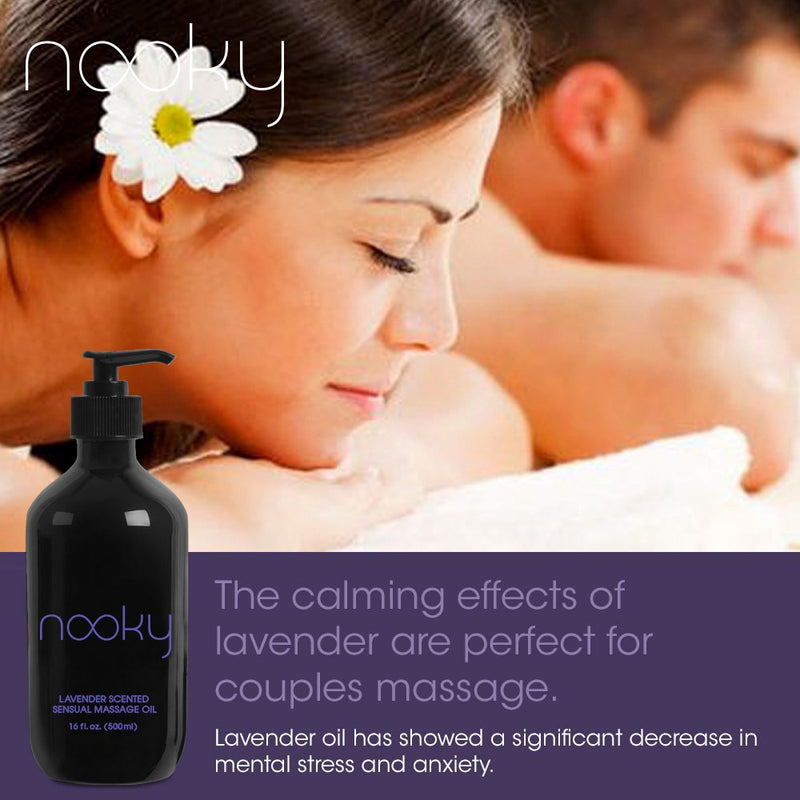 [Australia - AusPower] - Nooky Lavender Massage Oil. with Essential and Jojoba Oils for Therapeutic Massaging 16 Ounce. 