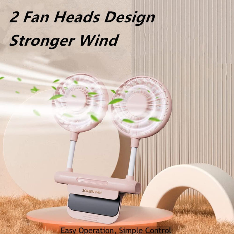 [Australia - AusPower] - Monitor Fan, THRRLY Desktop Fan with 2 Fan Heads, 3 Speeds 360° Rotatable Office Desk Fan USB Powered Cooling Fan with Sturdy Adjustable Clamp,Strong Wind Quiet Small USB Table Fan for Desktop Laptop. Pink 