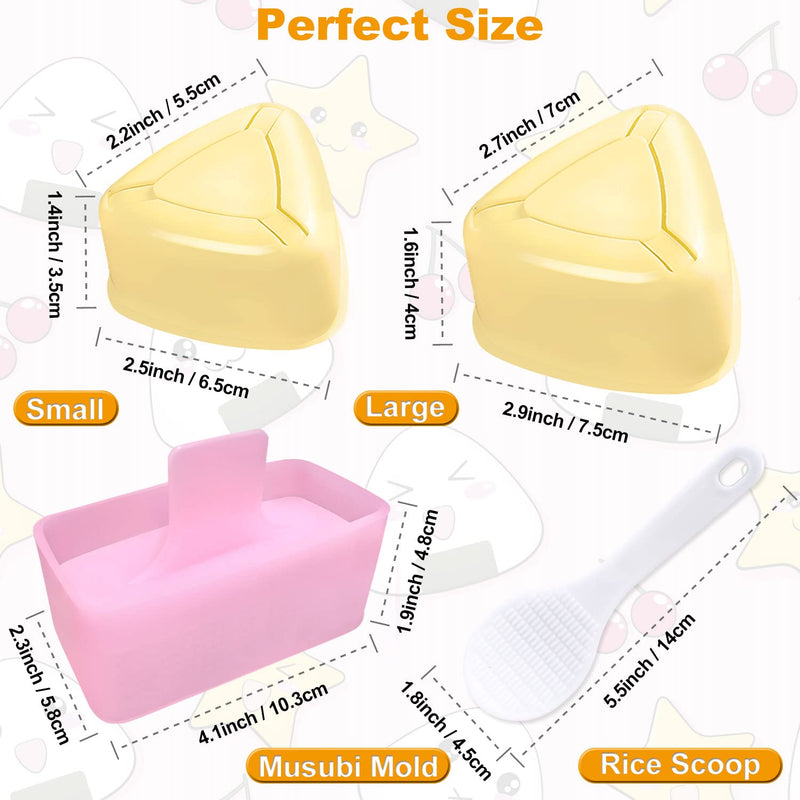 [Australia - AusPower] - Onigiri Mold, 3 Pack Rice Mold Musubi Maker Kit, Non Stick Spam Musubi Maker Press, Classic Triangle Rice Ball Mold Maker Sushi Mold for Kids Lunch Bento and Home DIY 
