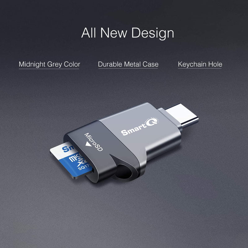 [Australia - AusPower] - C356 Type-C MicroSD Card Reader with USB 3.0 Super Speed Technology, Supports MicroSDXC, MicroSDHC, and MicroSD for Window, Mac OS X and Andriod (Midnight Grey) Midnight Grey 