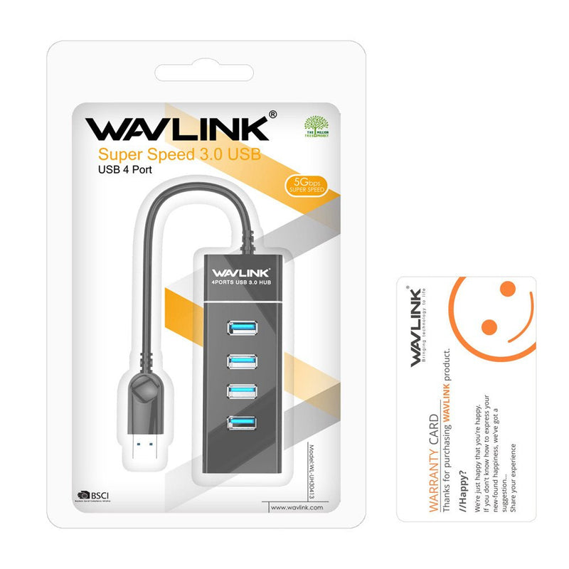 [Australia - AusPower] - WAVLINK 4-Port USB 3.0 Hub, Ultra-Slim 4 Port Data Hub USB A Splitter for MacBook, Mac Pro/ Mini, iMac, Surface Pro, XPS, PC, Flash Drive, Mobile HDD 