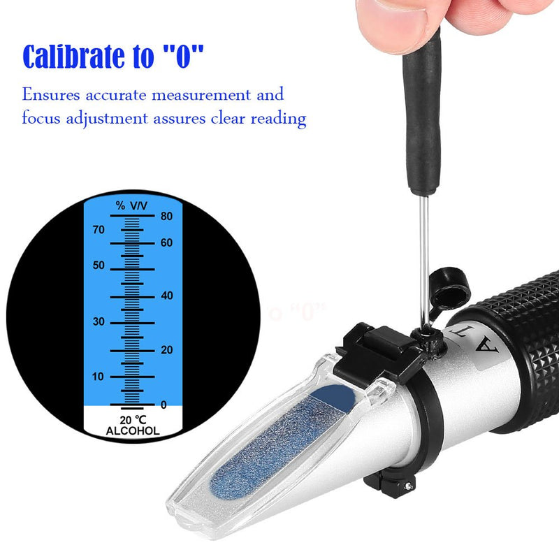 [Australia - AusPower] - Handheld Alcohol Refractometer,V·RESOURCING 0~80% Alcohol Content Measurement Tool Tester for Spirits Distilled Ethanol with Water like Whiskey, Brandy;Used in Scientific Research, Alcohol Purchase 