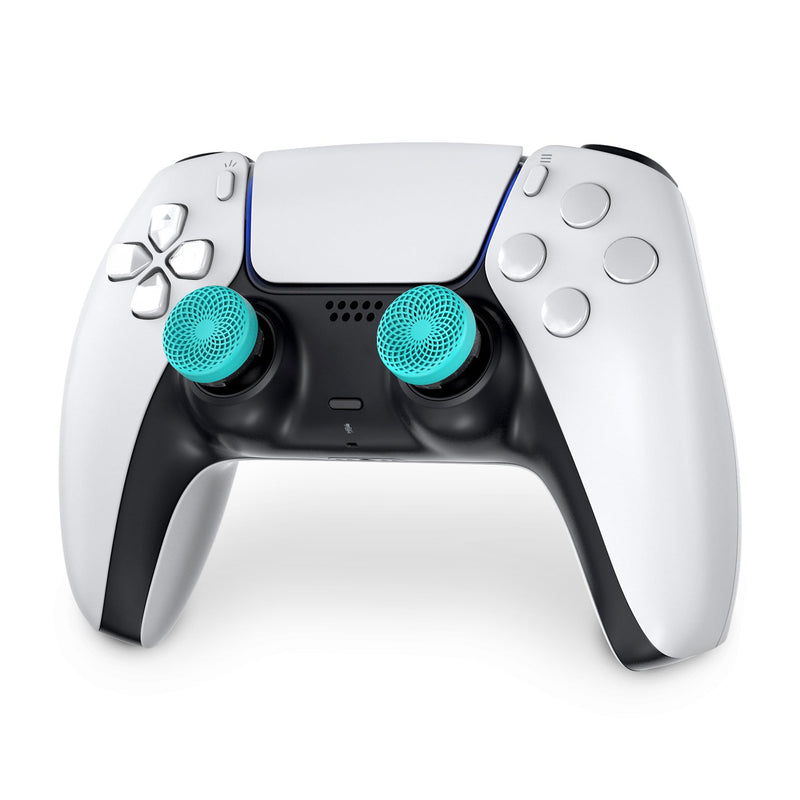 [Australia - AusPower] - KontrolFreek Lotus for Playstation 5 (PS4) and Playstation 4 (PS4) | Performance Thumbsticks | 2 Mid-Rise Concave | Teal/Clear 