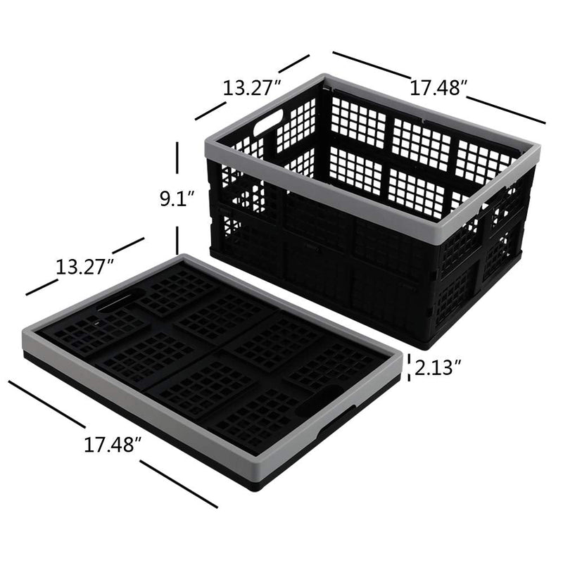 [Australia - AusPower] - Doryh 34 Quart Plastic Crates, Collapsible Storage Crates/Stackable Storage Container Basket, 2-Pack 