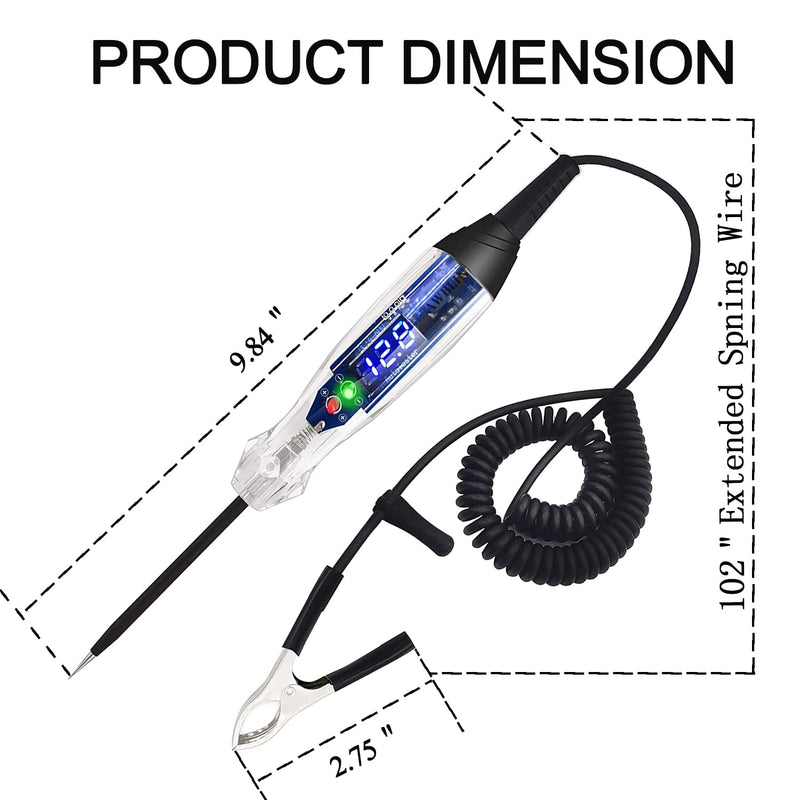 [Australia - AusPower] - AWBLIN Upgraded Automotive Buzzer Test Light 4-60V DC Digital LED Circuit Tester, Heavy Duty Light Tester with Voltmeter, Auto Bidirectional Voltage Tester Electric Test Pen 4-60V LED Digital 