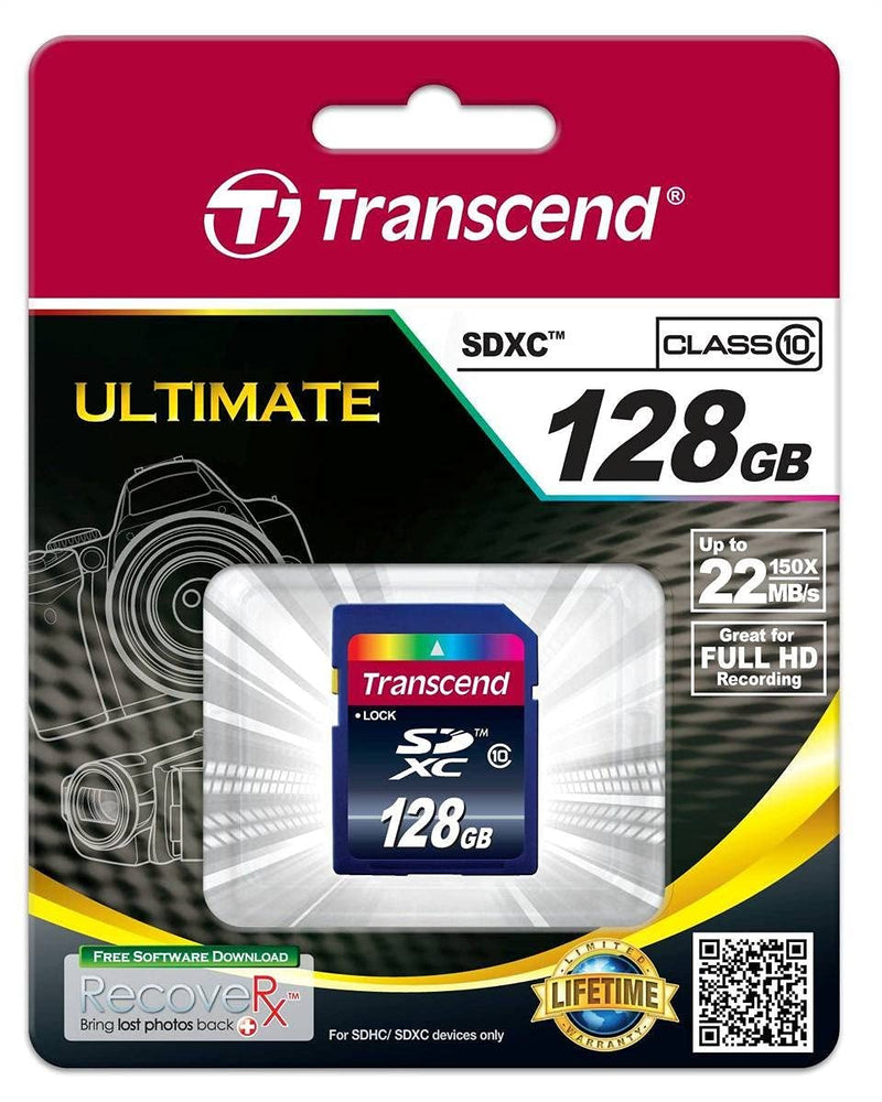 [Australia - AusPower] - Transcend 128GB SDXC Class 10 Flash Memory Card Up to 30MB/s (TS128GSDXC10) Card Only Standard Packaging 