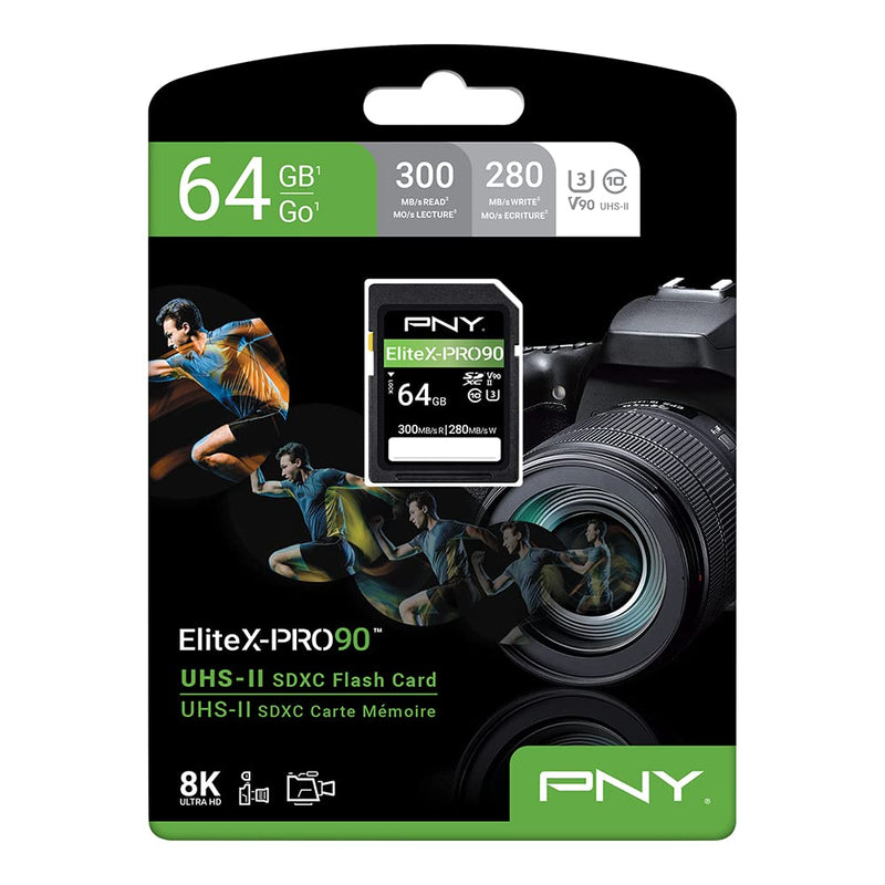 [Australia - AusPower] - PNY 64GB EliteX-PRO90 Class 10 U3 V90 UHS-II SDXC Flash Memory Card 