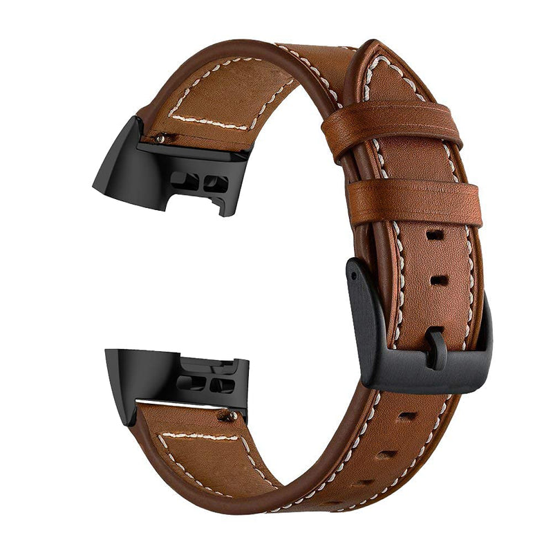 [Australia - AusPower] - LDFAS Compatible for Fitbit Charge 4/3 Bands, (2 Pack) Leather Replacemen Watch Women Men Strap Compatible for Fitbit Charge 4/3 Smartwatch, Brown+Black 