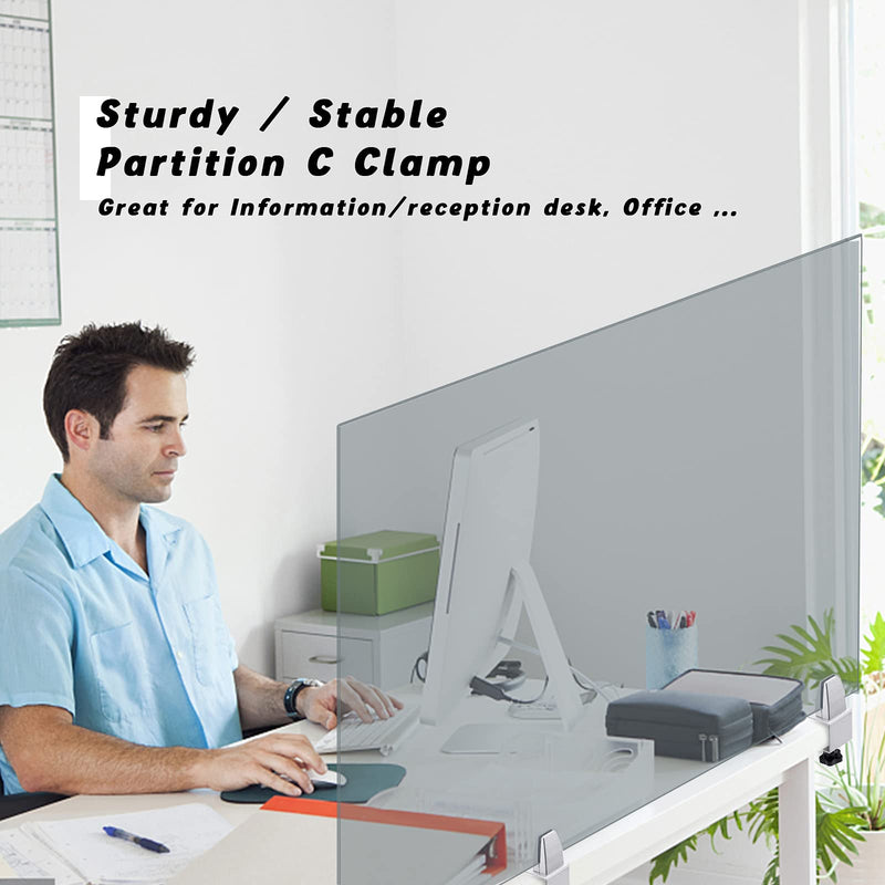 [Australia - AusPower] - Sneeze Guard Clamp Bracket, Support Clamp Aluminum Adjustable Desk Partition Clamp C Shape Clamp For Acrylic Panels 2 Pcs Dual Direction 