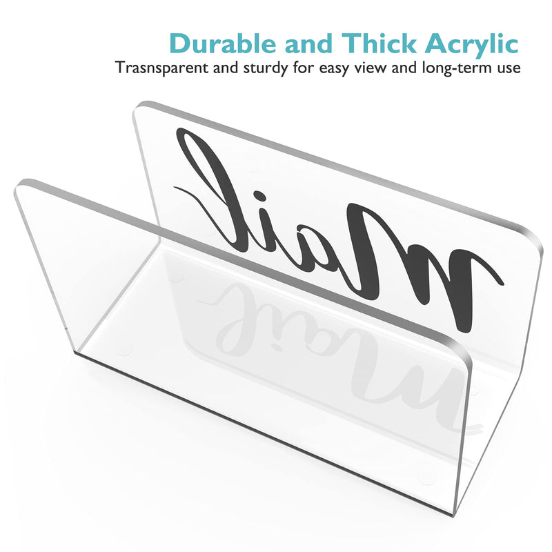 [Australia - AusPower] - KTRIO Mail Holder Mail Organizer Countertop Acrylic Mail Sorter, Print Mail Script Letter Holder for Desk Envelope Holder Letter Organizer for Home Office School, Bill Filling Paper Document Clear Acrylic 