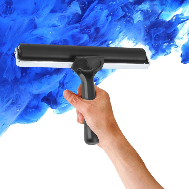 [Australia - AusPower] - HEEPDD Rubber Roller, Black Rubber Brayer Roller Print Brush Ink Art Craft Oil Painting Tool for Printmaking Anti Skid Tape Construction 