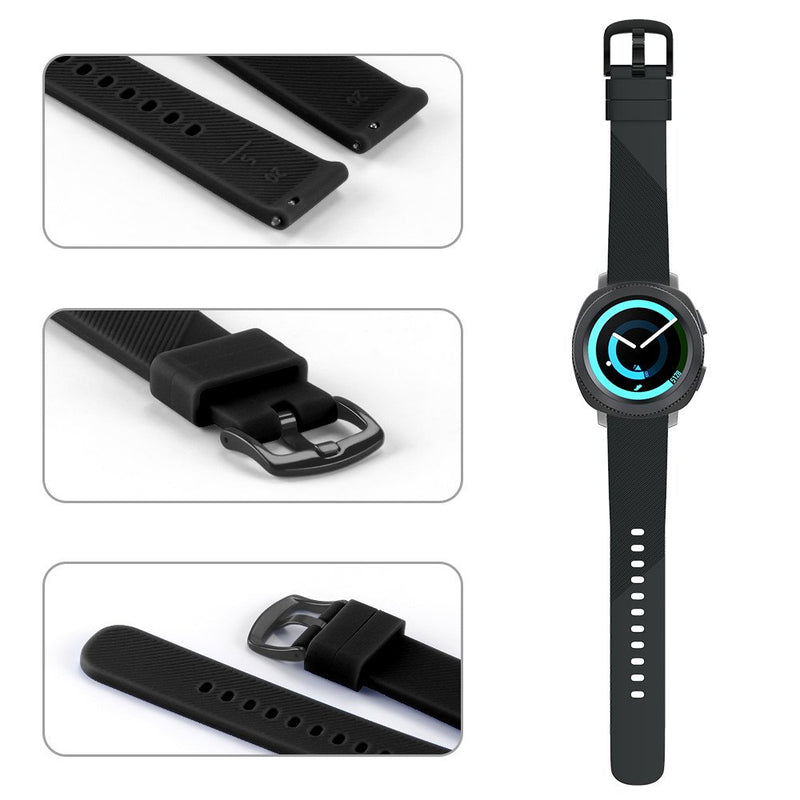 [Australia - AusPower] - ANCOOL Compatible Gear Sport Band Replacement 20mm Silicone Watch Band Compatible Samsung Gear Sport/Galaxy Watch (42mm)/Ticwatch E/Ticwatch 2/Vivoactive 3 Watch Classic Black Small 