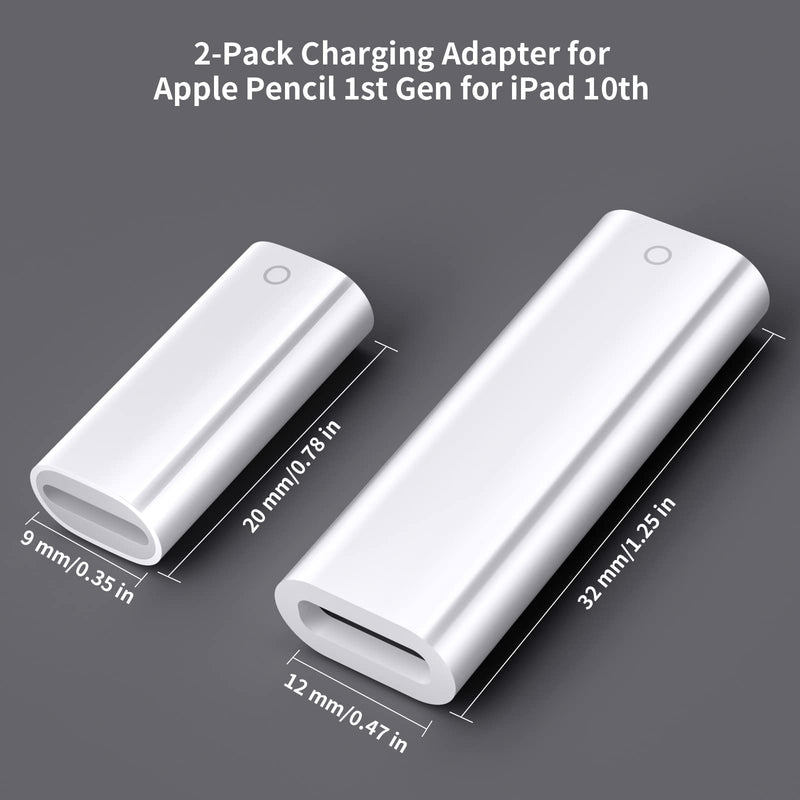 [Australia - AusPower] - 2 Pack Pencil Adapter for Apple Pencil 1st Gen, USB C to Pencil Lightning Adapter Type C Bluetooth Pairing + Female to Female Lightning Charging Connector iPencil Adapters for iPad Pro/10th Generation 
