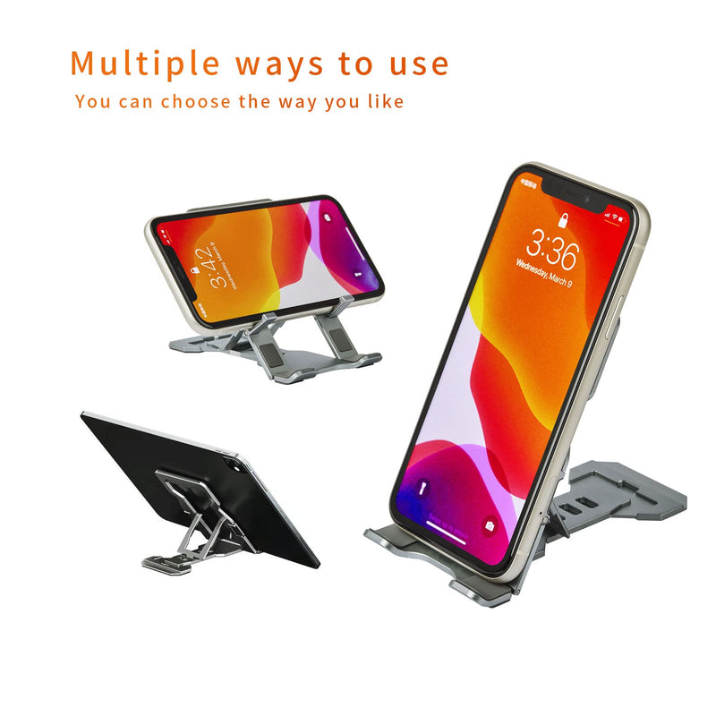 [Australia - AusPower] - AISIONE Phone Holder for Desk, Adjustable and Foldable Desktop Cell Holder,Aluminum Phone Stand with Non-Slip Anti-Scratch Pad, Portable Ultra-Thin Phone Holder, Compatible with Most Smartphone 