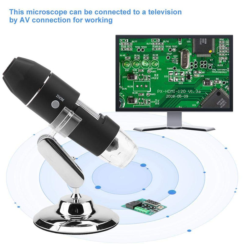 [Australia - AusPower] - Digital Microscope, Walfront Handheld Digital Electronic Microscope 1000X Magnifier 8 LED Adjustable Observation Stand Analog AV Output for TV(US Plug, 110V) 